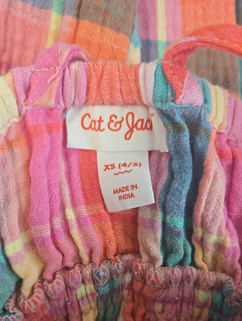 XS Cat & Jack Pink Multicolor Plaid Ruffle Sundress